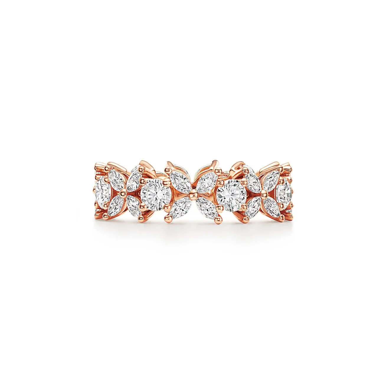 Tiffany & Co. Tiffany Victoria® alternating diamond band ring in 18k rose gold. | ^ Rings|Stacking Rings