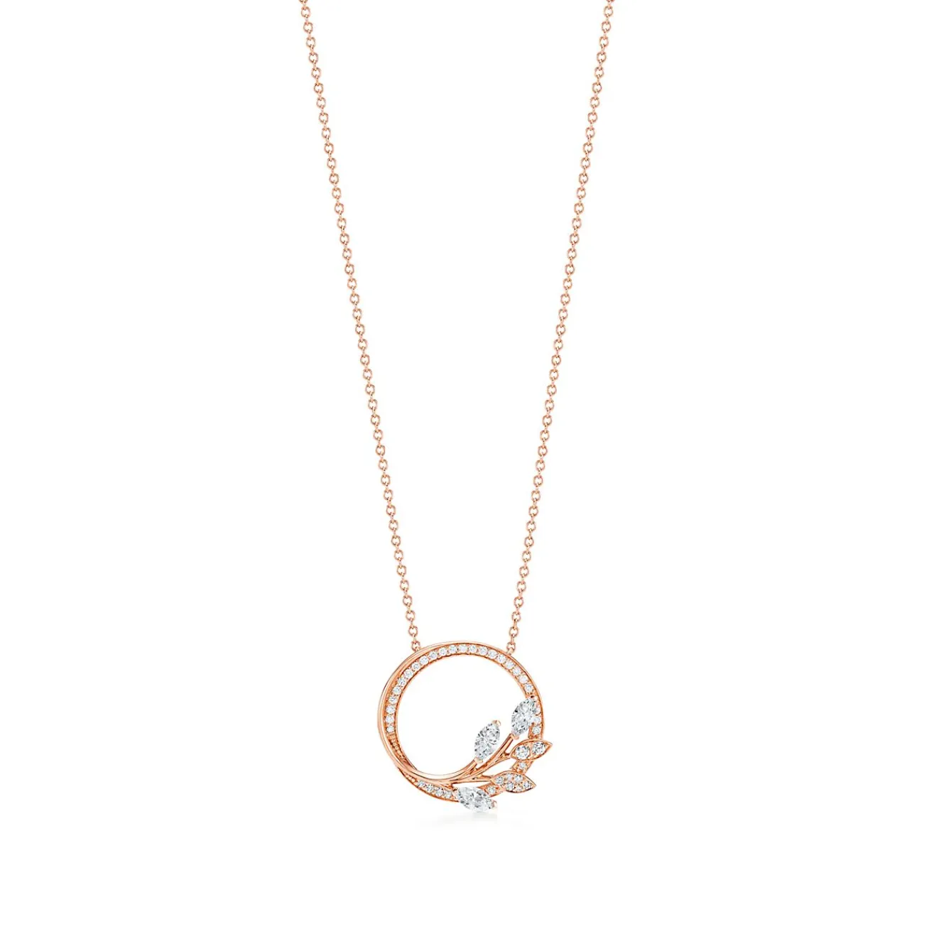 Tiffany & Co. Tiffany Victoria® diamond vine circle pendant in 18k rose gold, small. | ^ Necklaces & Pendants|Gifts for Her