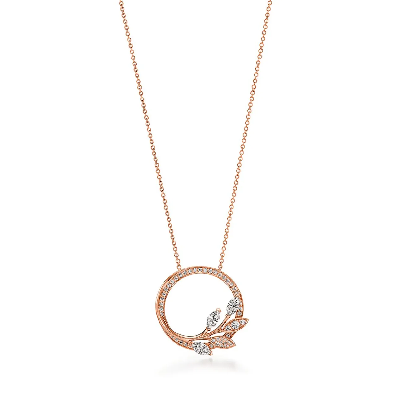 Tiffany & Co. Tiffany Victoria® diamond vine circle pendant in 18k rose gold, large. | ^ Necklaces & Pendants|Rose Gold Jewelry