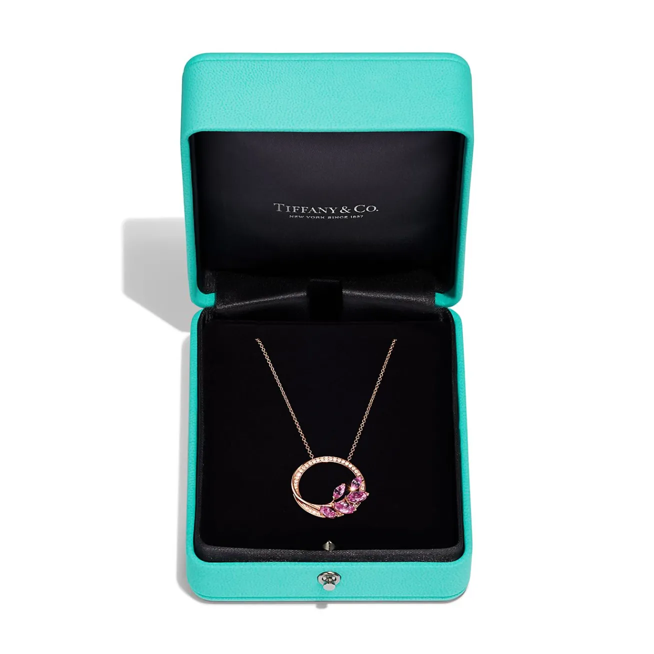 Tiffany & Co. Tiffany Victoria® Diamond Vine Circle Pendant with Pink Sapphires in Rose Gold | ^ Necklaces & Pendants|Gifts for Her