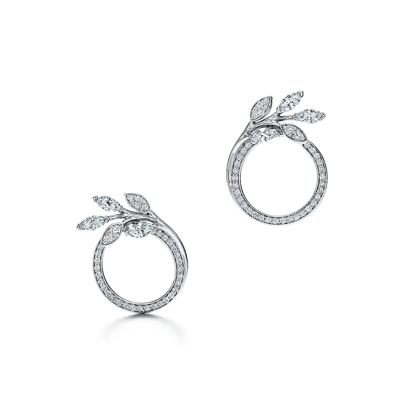 Tiffany & Co. Tiffany Victoria® diamond vine circle earrings in platinum, small. | ^ Earrings|Hoop Earrings