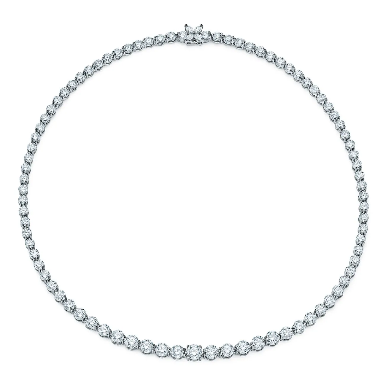 Tiffany & Co. Tiffany Victoria® diamond line necklace in platinum. | ^ Diamond Jewelry