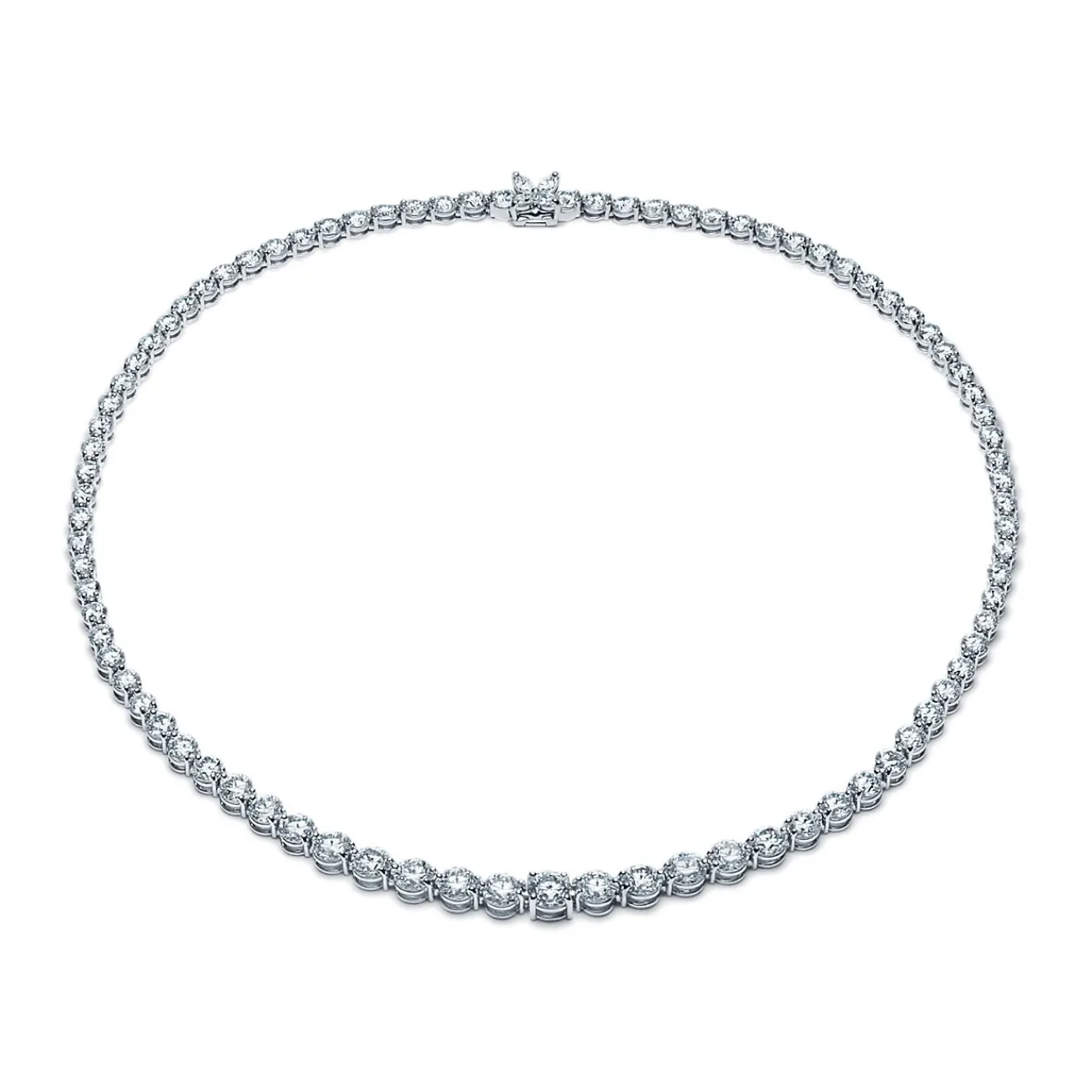 Tiffany & Co. Tiffany Victoria® diamond line necklace in platinum. | ^ Diamond Jewelry