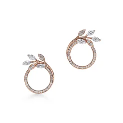 Tiffany & Co. Tiffany Victoria® diamond vine circle earrings in 18k rose gold, small. | ^ Earrings|Hoop Earrings