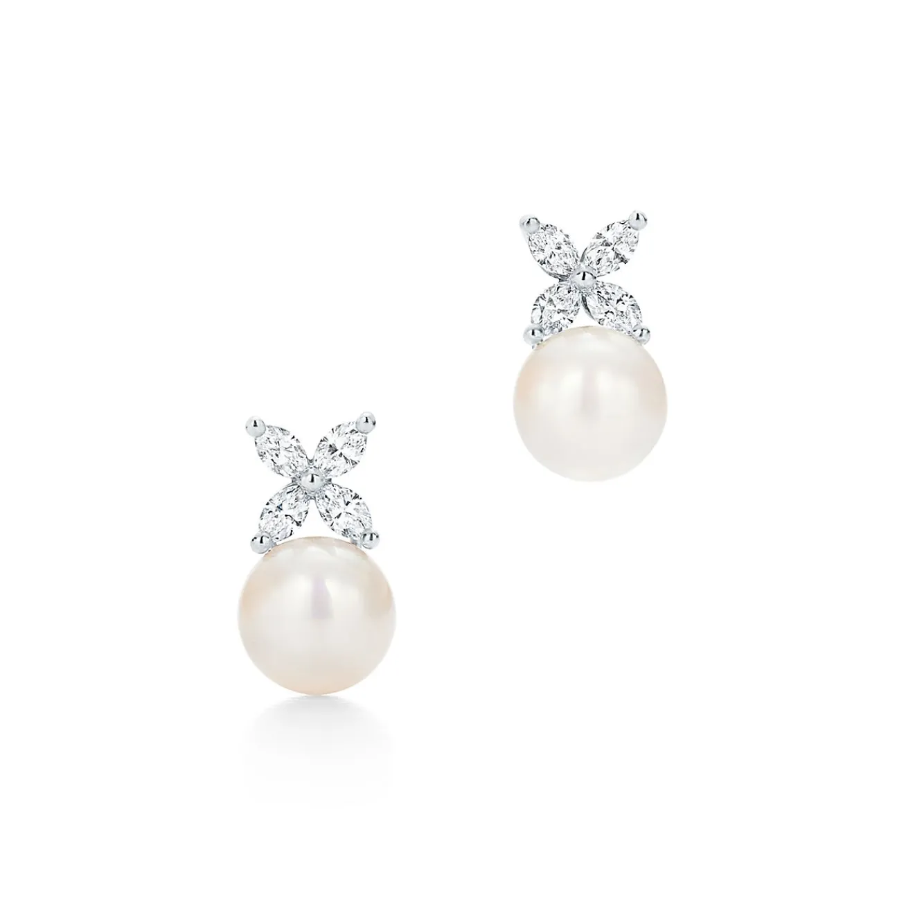 Tiffany & Co. Tiffany Victoria® earrings in platinum with Akoya cultured pearls and diamonds. | ^ Earrings|Gifts for Her