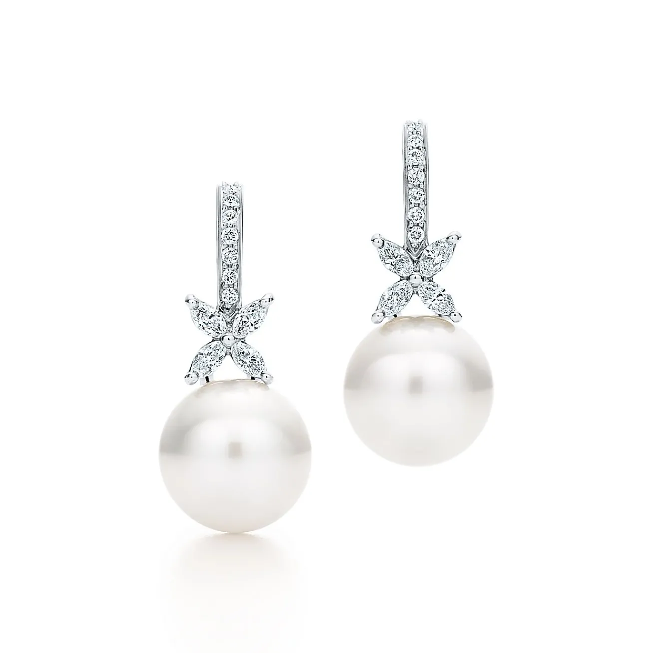 Tiffany & Co. Tiffany Victoria® earrings in platinum with South Sea pearls and diamonds. | ^ Earrings|Platinum Jewelry