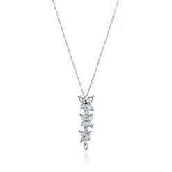 Tiffany & Co. Tiffany Victoria® mixed cluster drop pendant in platinum with diamonds. | ^ Necklaces & Pendants|Platinum Jewelry