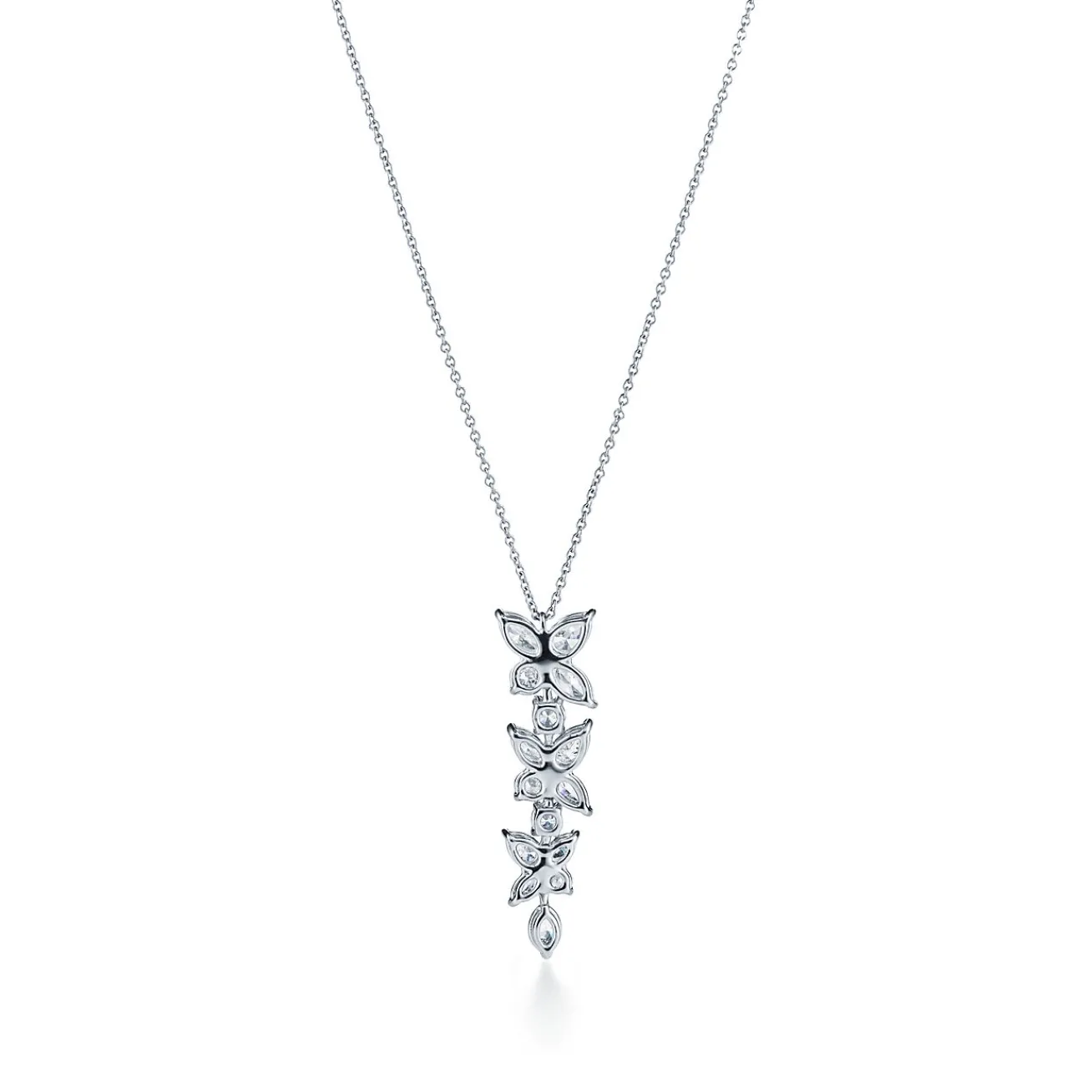 Tiffany & Co. Tiffany Victoria® mixed cluster drop pendant in platinum with diamonds. | ^ Necklaces & Pendants|Platinum Jewelry