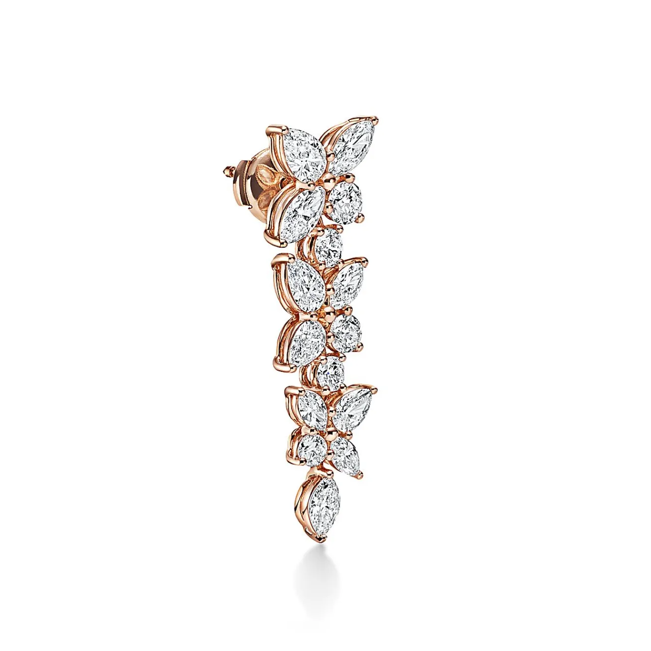 Tiffany & Co. Tiffany Victoria® mixed cluster diamond drop earrings in 18k rose gold. | ^ Earrings|Rose Gold Jewelry