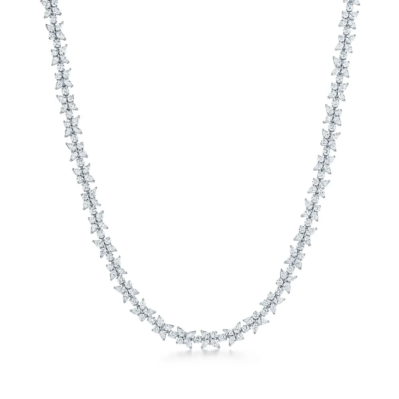 Tiffany & Co. Tiffany Victoria® mixed cluster necklace in platinum with diamonds. | ^ Necklaces & Pendants|Platinum Jewelry