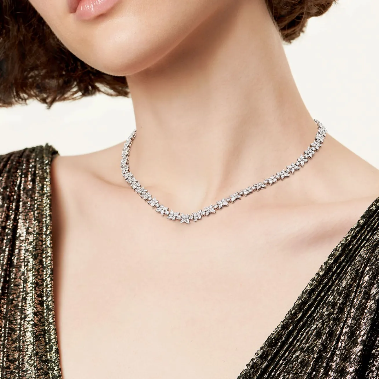 Tiffany & Co. Tiffany Victoria® mixed cluster necklace in platinum with diamonds. | ^ Necklaces & Pendants|Platinum Jewelry