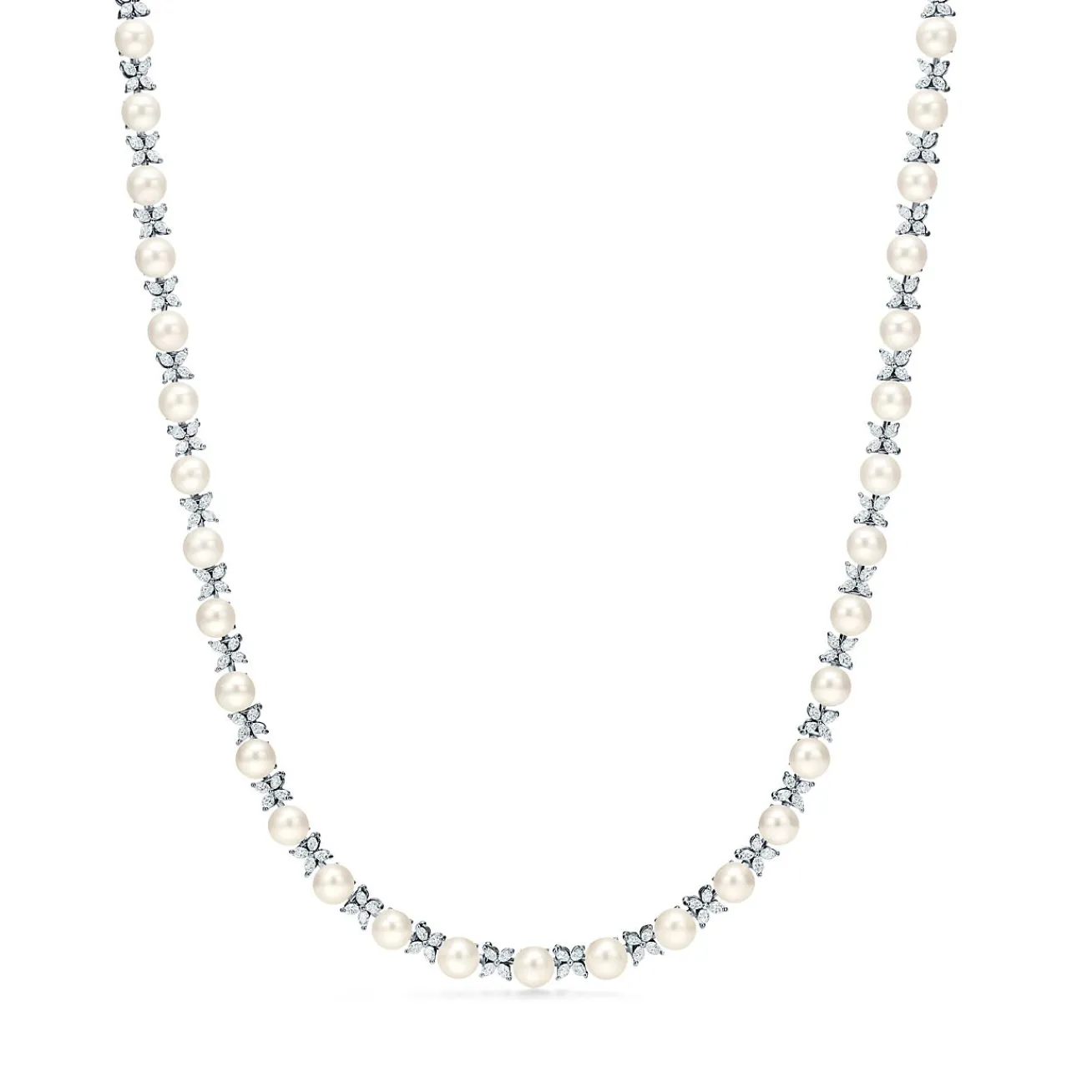 Tiffany & Co. Tiffany Victoria® necklace in platinum with Akoya pearls and diamonds. | ^ Necklaces & Pendants|Platinum Jewelry