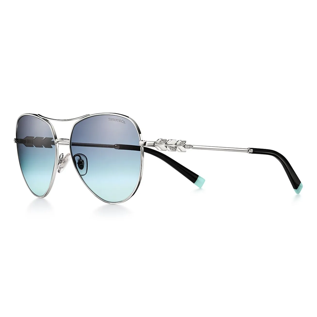 Tiffany & Co. Tiffany Victoria® Sunglasses in Silver-colored Metal with Gradient Blue Lenses | ^ Tiffany Victoria®|Sunglasses