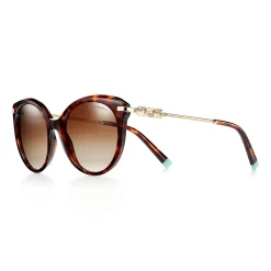 Tiffany & Co. Tiffany Victoria® Sunglasses in Tortoise Acetate with Gradient Brown Lenses | ^ Tiffany Victoria®|Sunglasses
