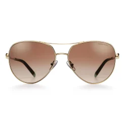 Tiffany & Co. Tiffany Victoria® Sunglasses in Pale Gold-colored Metal with Brown Lenses | ^ Tiffany Victoria®|Sunglasses