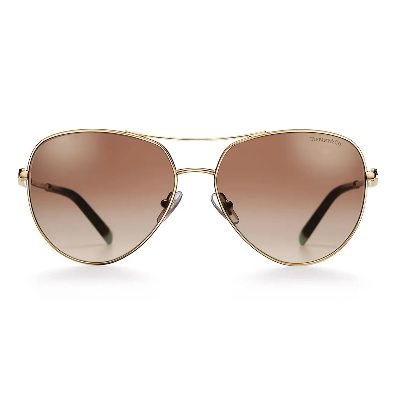 Tiffany & Co. Tiffany Victoria® Sunglasses in Pale Gold-colored Metal with Brown Lenses | ^ Tiffany Victoria®|Sunglasses