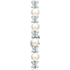 Tiffany & Co. Tiffany Victoria® Tennis Bracelet in Platinum with Diamonds and Pearls | ^ Bracelets|Gifts for Her