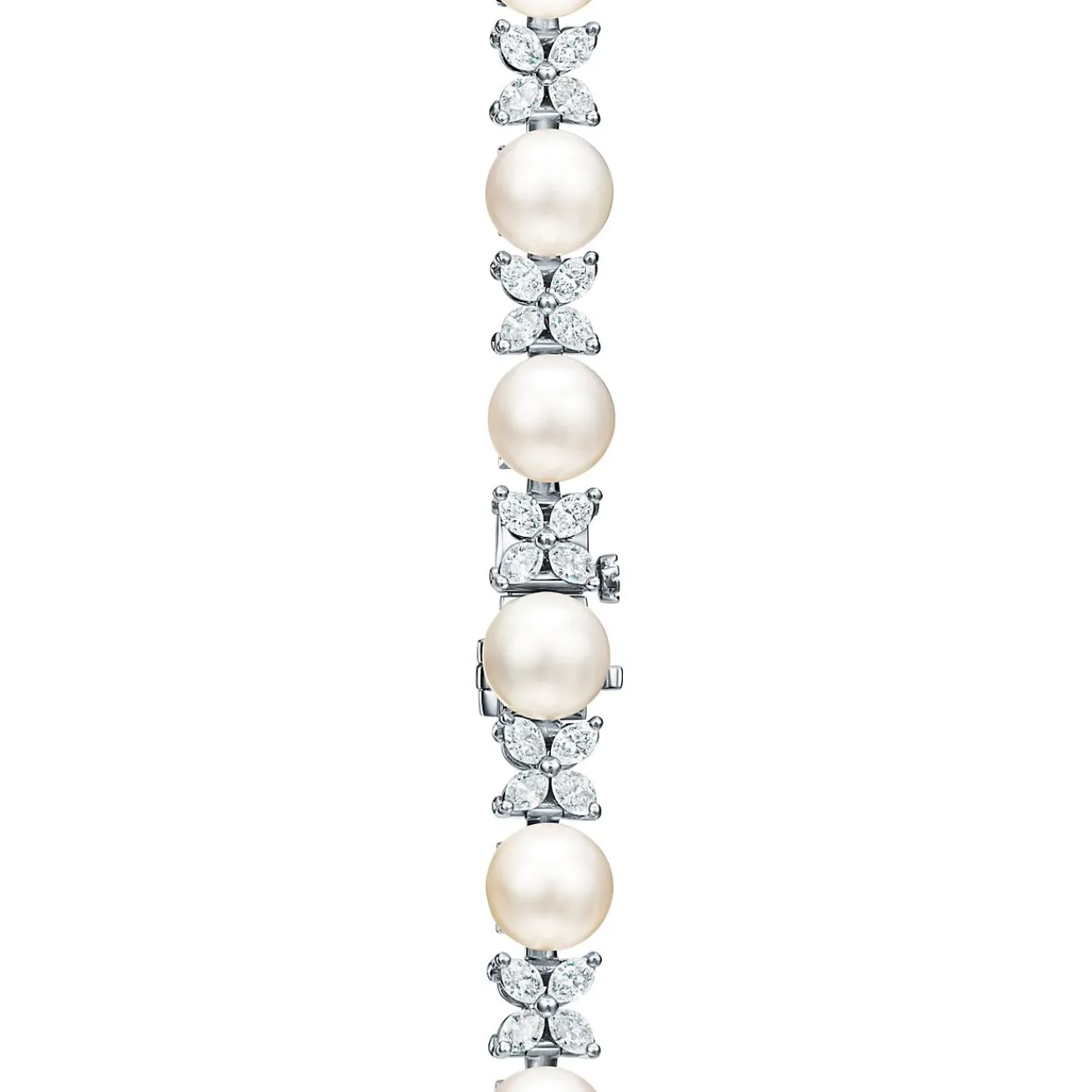 Tiffany & Co. Tiffany Victoria® Tennis Bracelet in Platinum with Diamonds and Pearls | ^ Bracelets|Gifts for Her