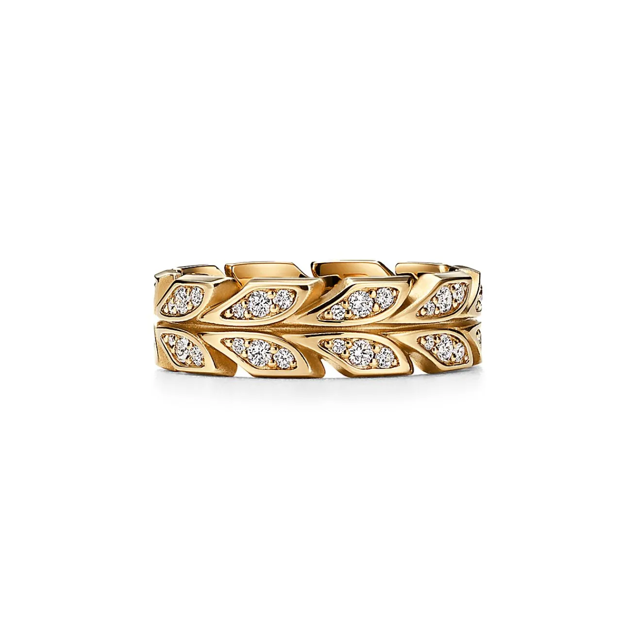 Tiffany & Co. Tiffany Victoria® Vine Band Ring in Yellow Gold with Diamonds, 6 mm Wide | ^ Rings|Gold Jewelry