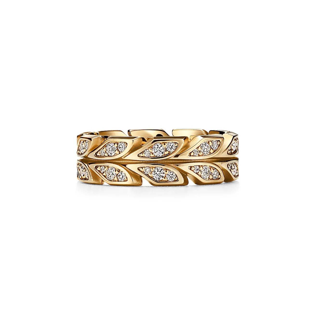 Tiffany & Co. Tiffany Victoria® Vine Band Ring in Yellow Gold with Diamonds, 6 mm Wide | ^ Rings|Gold Jewelry