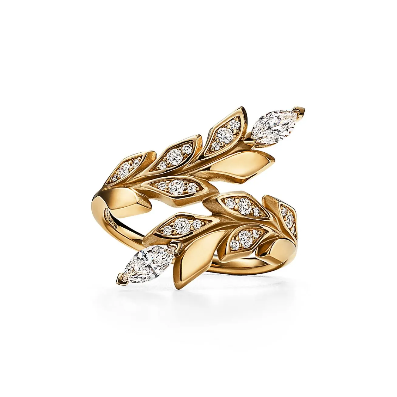Tiffany & Co. Tiffany Victoria® Vine Bypass Ring in Yellow Gold with Diamonds | ^ Rings|Gold Jewelry