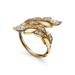 Tiffany & Co. Tiffany Victoria® Vine Bypass Ring in Yellow Gold with Diamonds | ^ Rings|Gold Jewelry