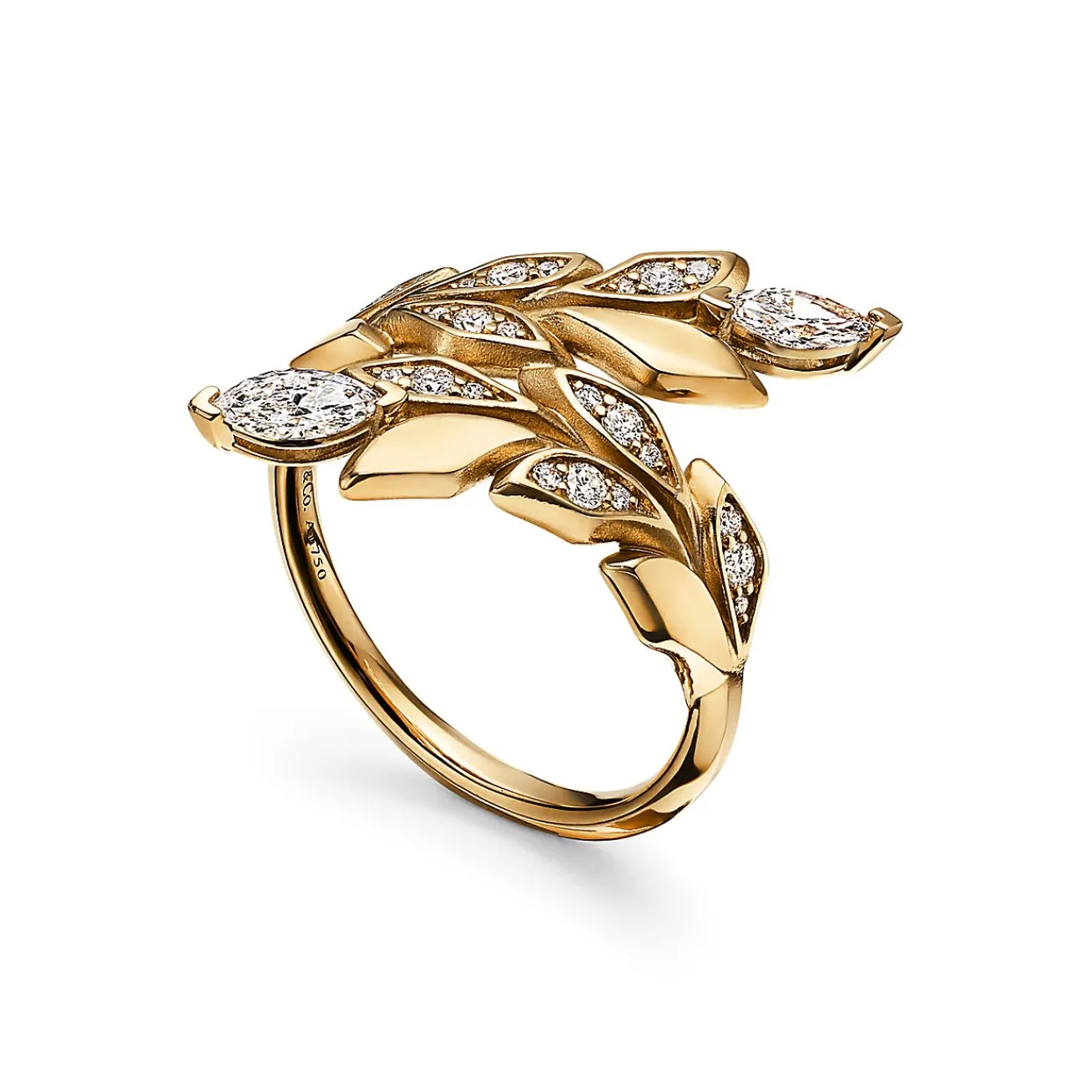 Tiffany & Co. Tiffany Victoria® Vine Bypass Ring in Yellow Gold with Diamonds | ^ Rings|Gold Jewelry