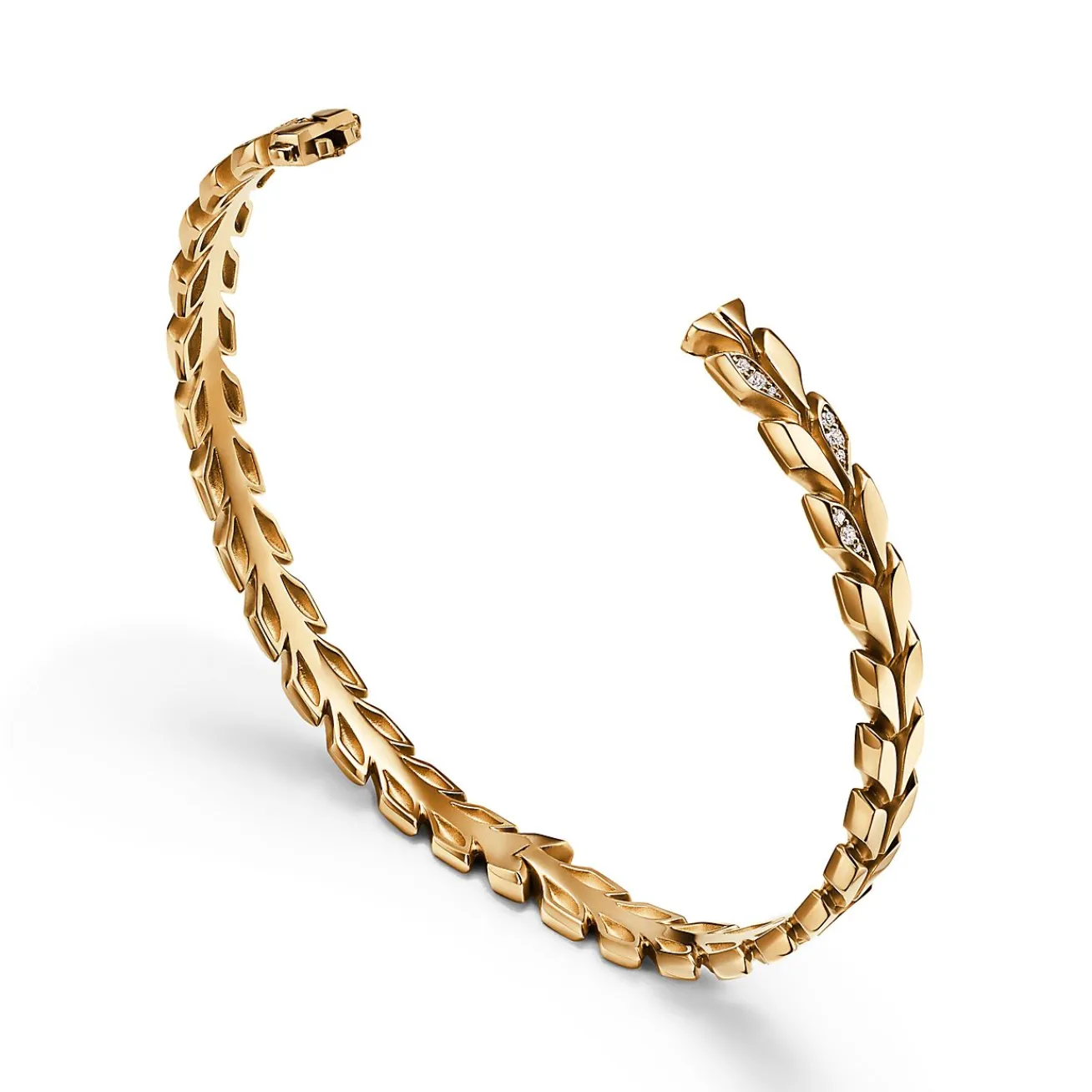 Tiffany & Co. Tiffany Victoria® Vine Hinged Bangle in Yellow Gold with Diamonds | ^ Bracelets|Gold Jewelry