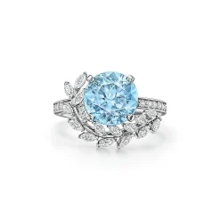 Tiffany & Co. Tiffany Victoria® Vine Ring in Platinum with an Aquamarine and Diamonds | ^ Rings|Platinum Jewelry