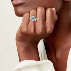 Tiffany & Co. Tiffany Victoria® Vine Ring in Platinum with an Aquamarine and Diamonds | ^ Rings|Platinum Jewelry