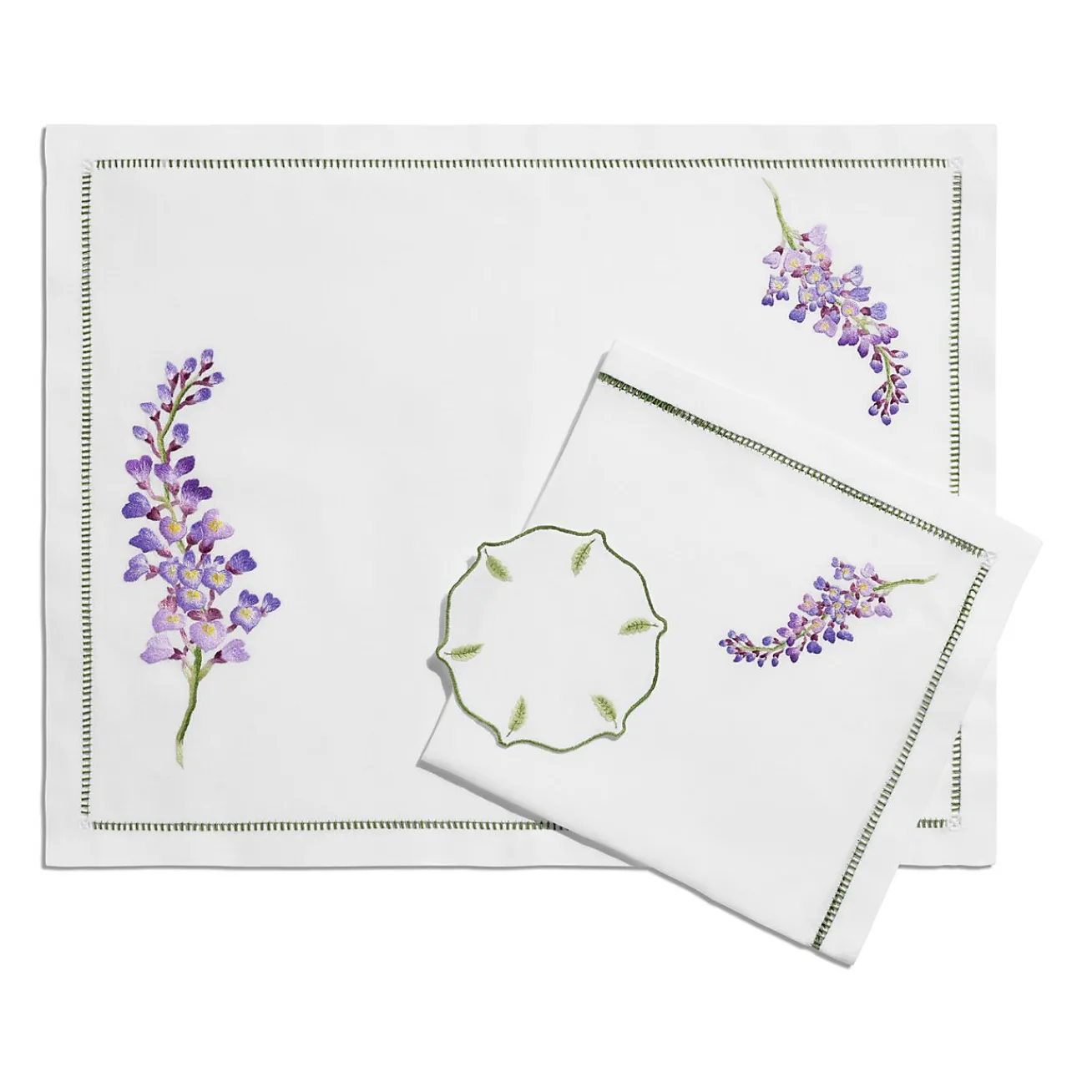 Tiffany & Co. Tiffany Wisteria Coasters in Linen, Set of Four | ^ Decor|Table Linens