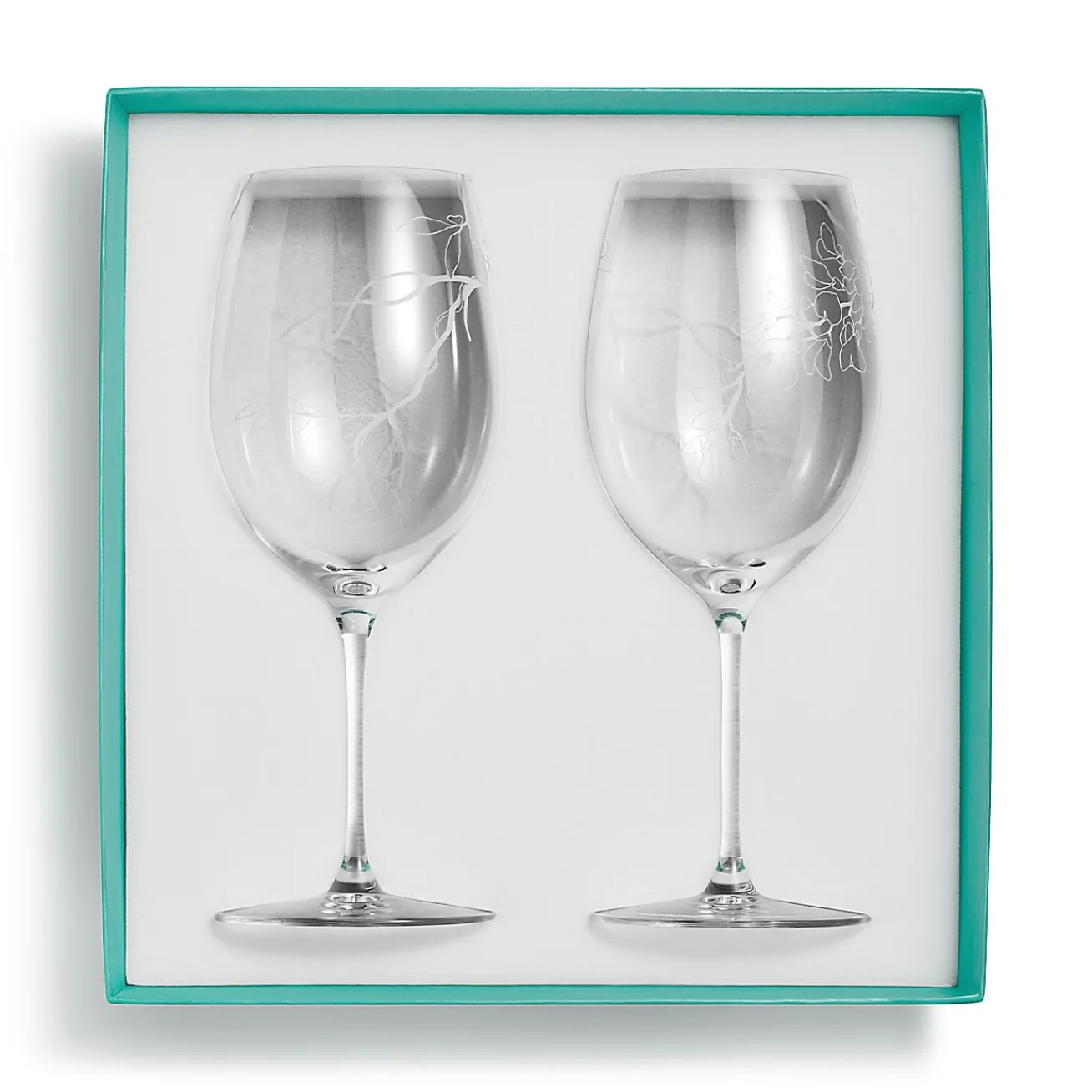 Tiffany & Co. Tiffany Wisteria Red Wine Glasses in Etched Glass, Set of Two | ^ The Home|Housewarming Gifts