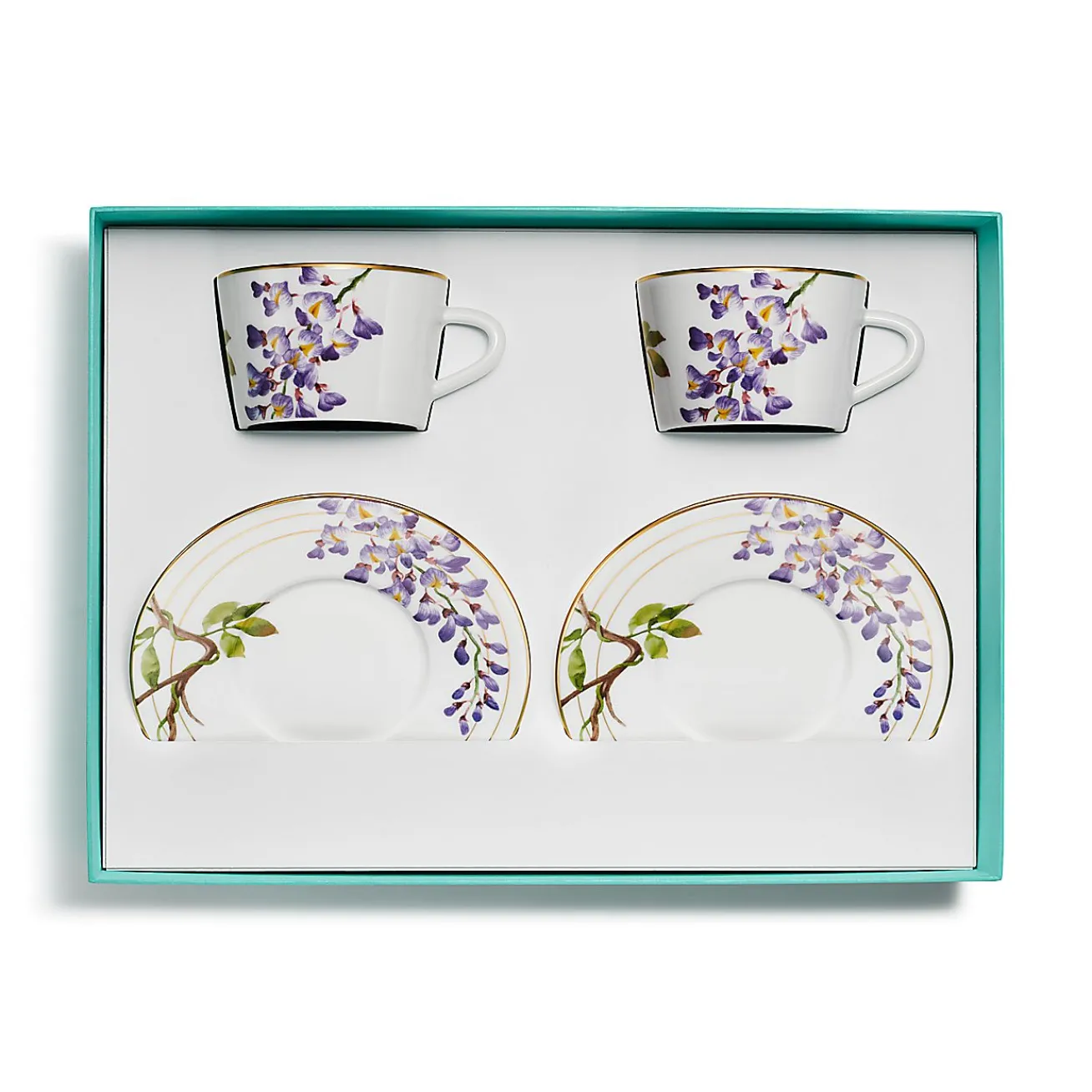 Tiffany & Co. Tiffany Wisteria Teacup and Saucer Set of Two, in Porcelain | ^ The Home|Housewarming Gifts