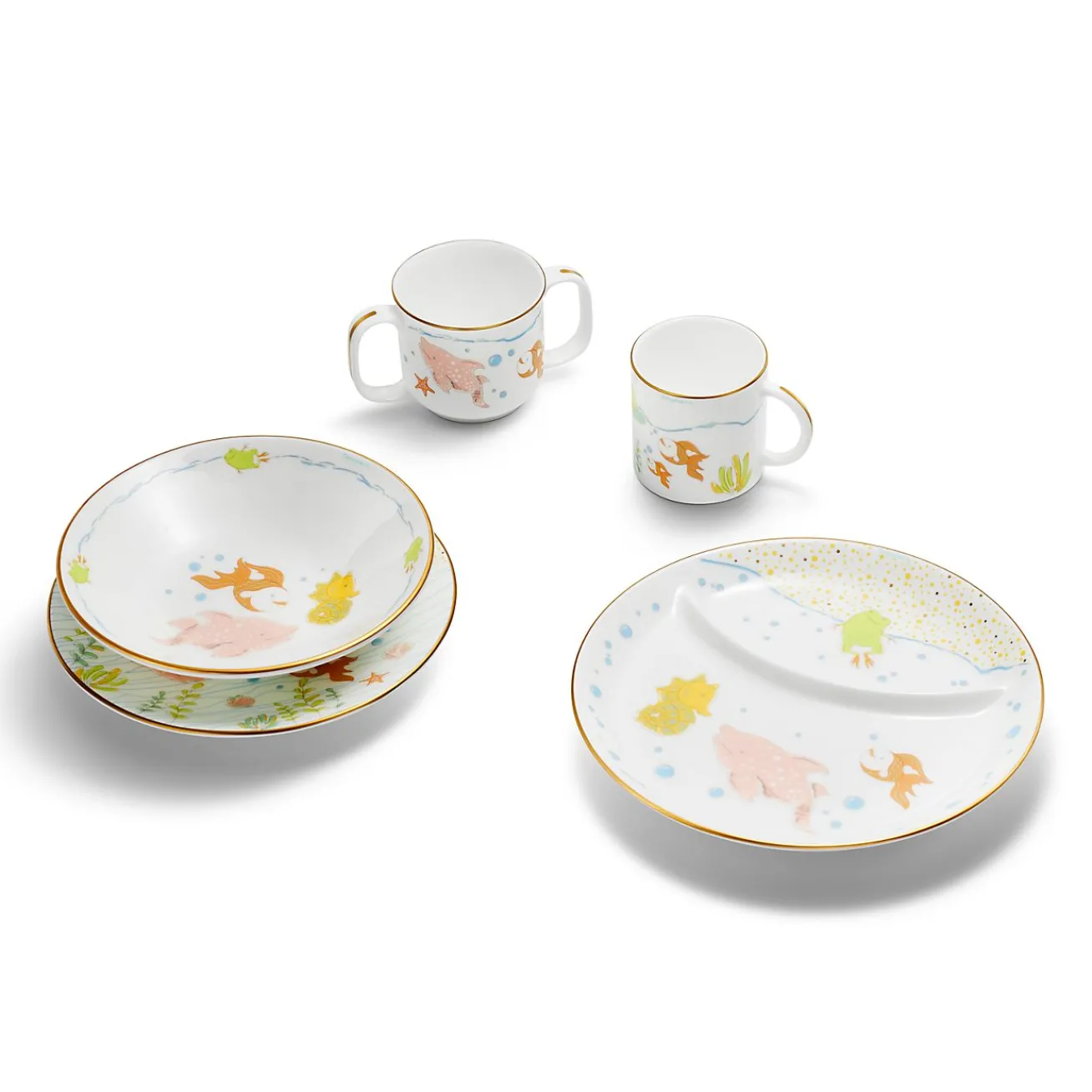 Tiffany & Co. Tiny Tiffany Sea Animals Double-handled Baby Cup in Bone China | ^ Baby|Baby