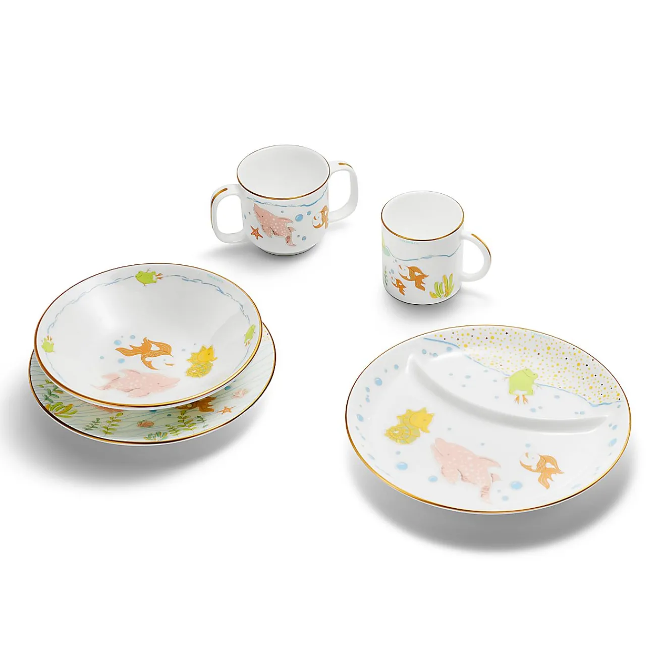 Tiffany & Co. Tiny Tiffany Sea Animals Baby Dish Set in Bone China, Set of Three | ^ Baby|Baby
